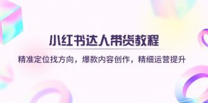 小红书达人带货教程：精准定位找方向，爆款内容创作，精细运营提升-康仁安网创