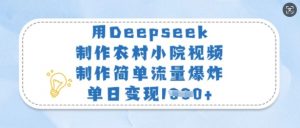 用Deepseek制作农村小院视频，制作简单流量爆炸，单日变现多张-康仁安网创