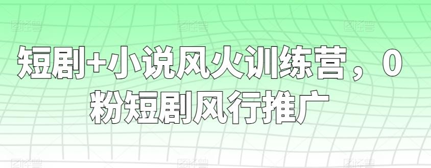 短剧+小说风火训练营,0粉短剧风行推广-康仁安网创