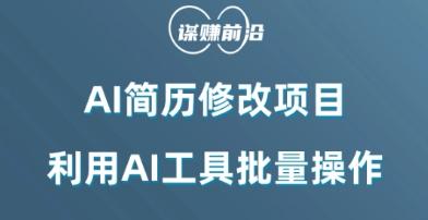 AI简历修改项目，利用AI工具批量化操作，小白轻松日200+-康仁安网创