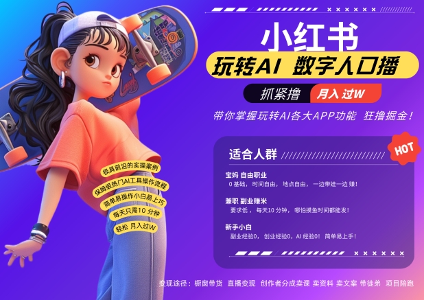 小红书数字人暴力起号，AI改写文案，再也不用费劲录口播，流量火爆月入破W轻松拿捏-康仁安网创