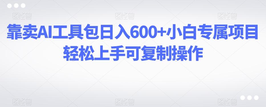 靠卖AI工具包日入600+小白专属项目轻松上手可复制操作-康仁安网创