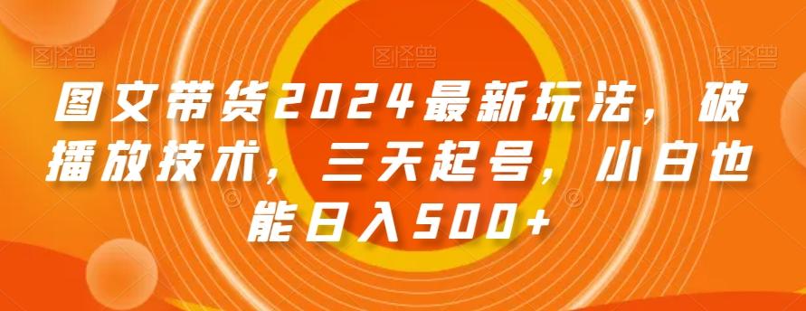 图文带货2024最新玩法，破播放技术，三天起号，小白也能日入500+【揭秘】-康仁安网创
