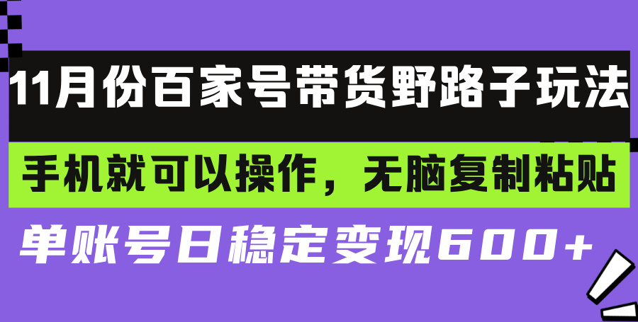百家号带货野路子玩法 手机就可以操作,无脑复制粘贴 单账号日稳定变现...-康仁安网创