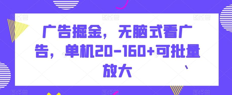 广告掘金,无脑式看广告,单机20-160+可批量放大【揭秘】-康仁安网创