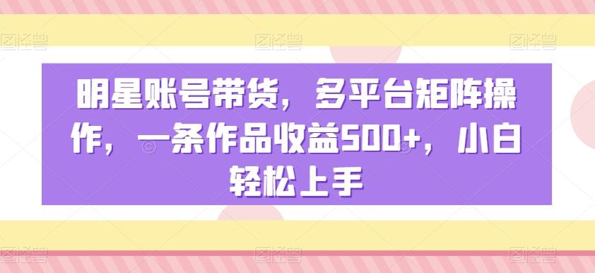 明星账号带货,多平台矩阵操作,一条作品收益500+,小白轻松上手【揭秘】-康仁安网创