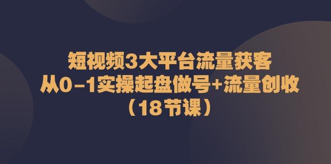 短视频3大平台流量获客：从0-1实操起盘做号+流量创收(18节课)-康仁安网创