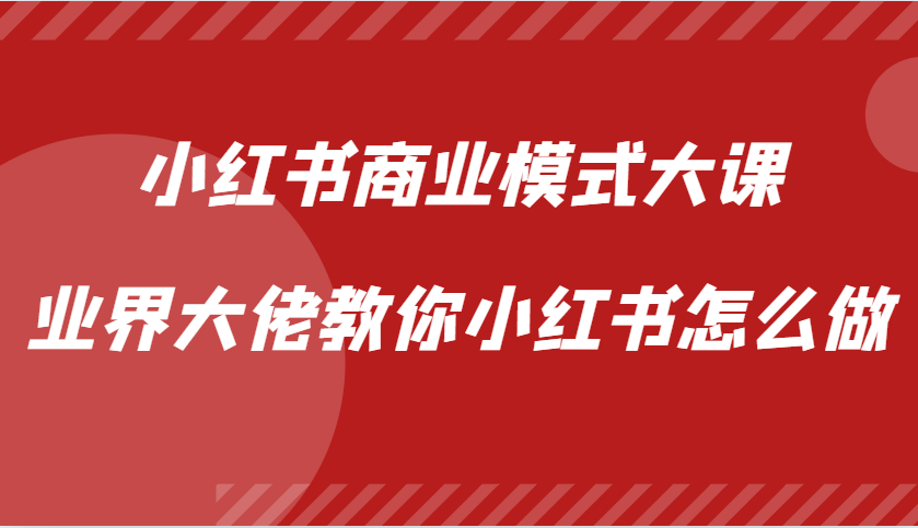 小红书商业模式大课，业界大佬教你小红书怎么做【视频课】-康仁安网创