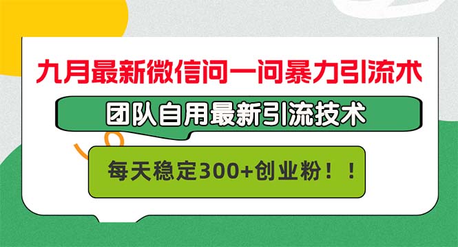 九月最新微信问一问暴力引流术,团队自用引流术,每天稳定300+创...-康仁安网创