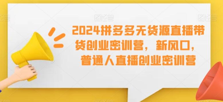 2024拼多多无货源直播带货创业密训营,新风口,普通人直播创业密训营-康仁安网创