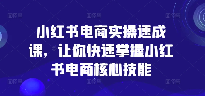 小红书电商实操速成课，让你快速掌握小红书电商核心技能-康仁安网创