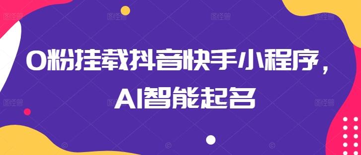 0粉挂载抖音快手小程序，AI智能起名-康仁安网创