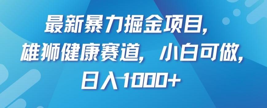 最新暴力掘金项目,雄狮健康赛道,小白可做,日入1000+【揭秘】-康仁安网创