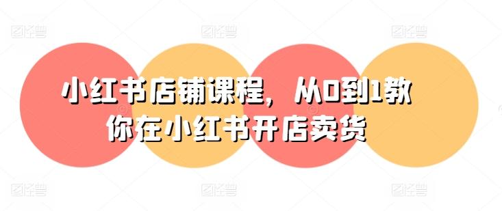 小红书店铺课程,从0到1教你在小红书开店卖货-康仁安网创