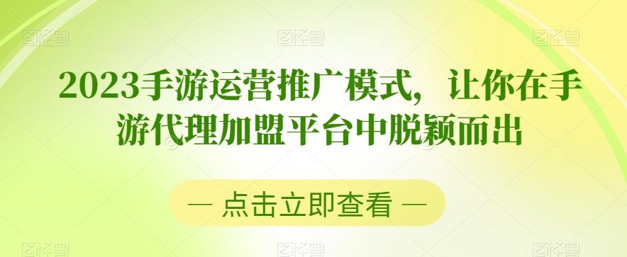 2023手游运营推广模式,让你在手游代理加盟平台中脱颖而出-康仁安网创