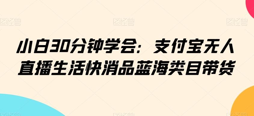 小白30分钟学会:支付宝无人直播生活快消品蓝海类目带货【揭秘】-康仁安网创