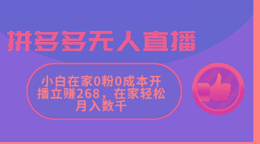 拼多多无人直播,小白在家0粉0成本开播立赚268,在家轻松月入数千-康仁安网创