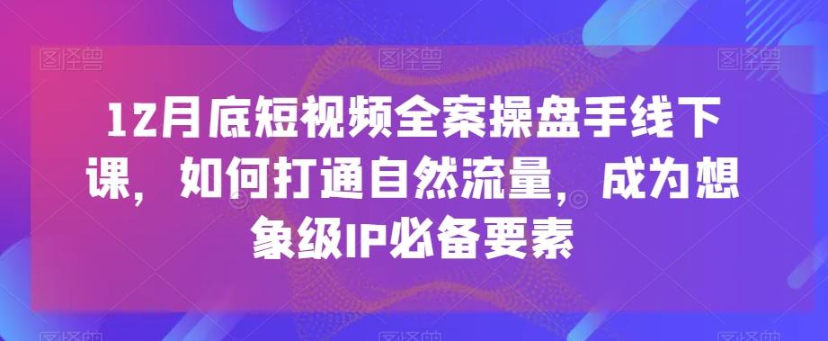 12月底短视频全案操盘手线下课，如何打通自然流量，成为想象级IP必备要素-康仁安网创