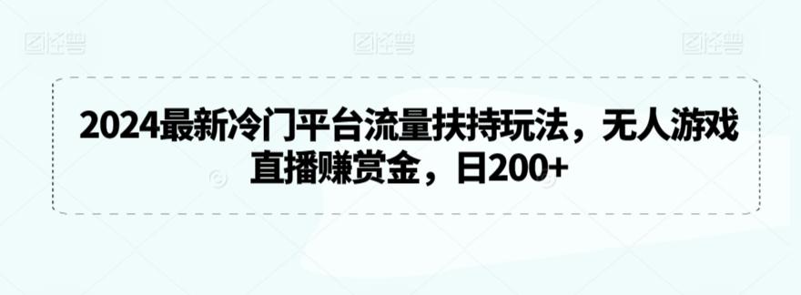 2024最新冷门平台流量扶持玩法，无人游戏直播赚赏金，日200+【揭秘】-康仁安网创