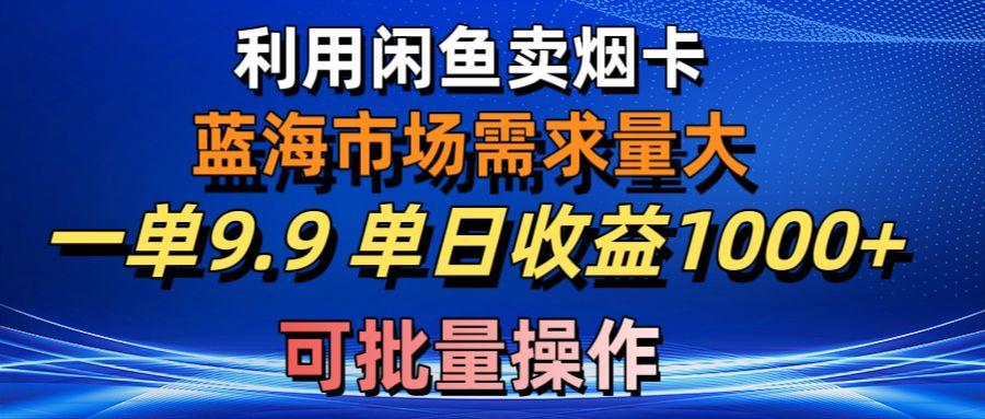 利用咸鱼卖烟卡，蓝海市场需求量大，一单9.9单日收益1000+，可批量操作-康仁安网创
