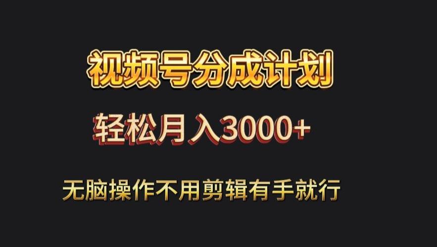 视频号流量分成，不用剪辑，有手就行，轻松月入2000+-康仁安网创