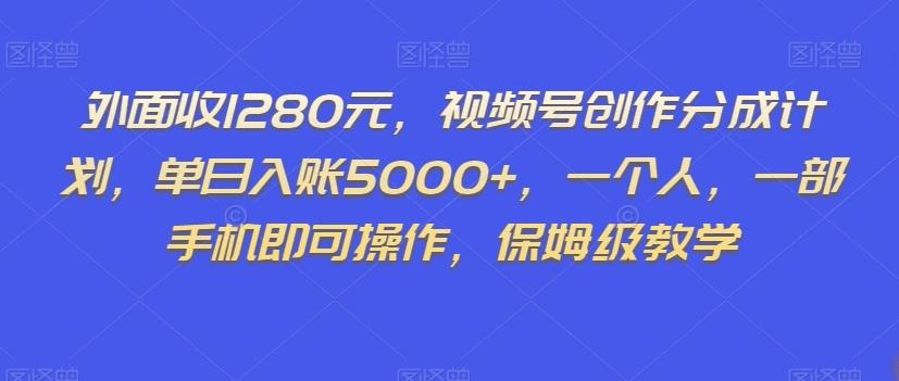 外面收1280元,视频号创作分成计划,单日入账5000+,一个人,一部手机即可操作,保姆级教学【揭秘】-康仁安网创