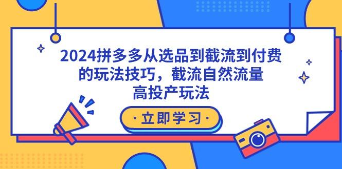 2024拼多多从选品到截流到付费的玩法技巧,截流自然流量玩法,高投产玩法-康仁安网创