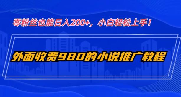 外面收费980的小说推广教程：零粉丝也能日入200+，小白轻松上手！-康仁安网创