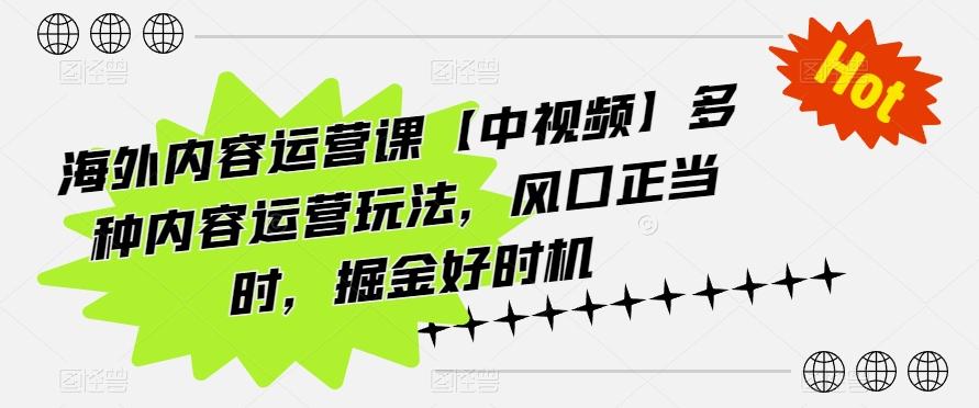 海外内容运营课【中视频】多种内容运营玩法,风口正当时,掘金好时机-康仁安网创