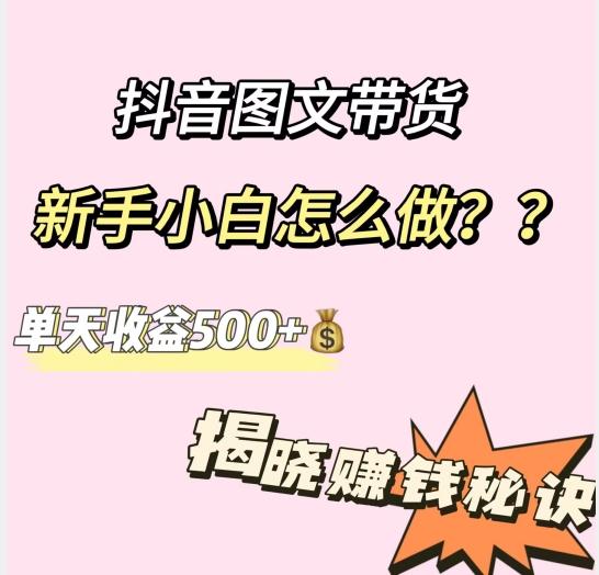 抖音图文带货，新手小白怎么做？单天收益500+【揭秘赚钱秘诀】-康仁安网创