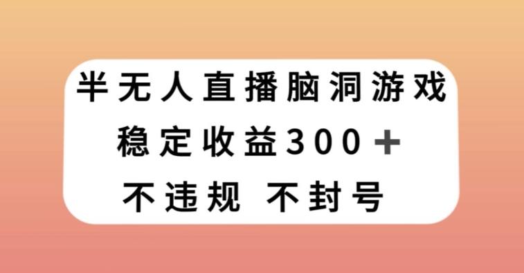半无人直播脑洞小游戏,每天收入300+,保姆式教学小白轻松上手【揭秘】-康仁安网创