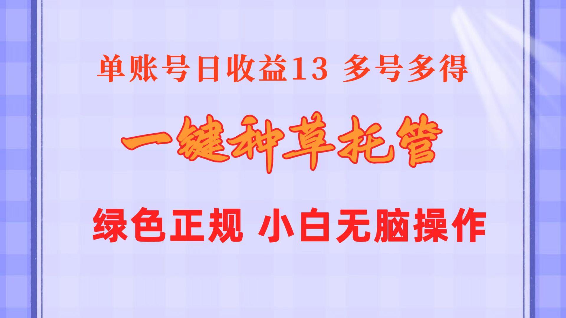 一键种草托管 单账号日收益13元  10个账号一天130  绿色稳定 可无限推广-康仁安网创
