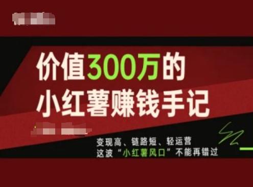 价值300万的小红书赚钱手记,变现高、链路短、轻运营,这波“小红薯风口”不能再错过-康仁安网创
