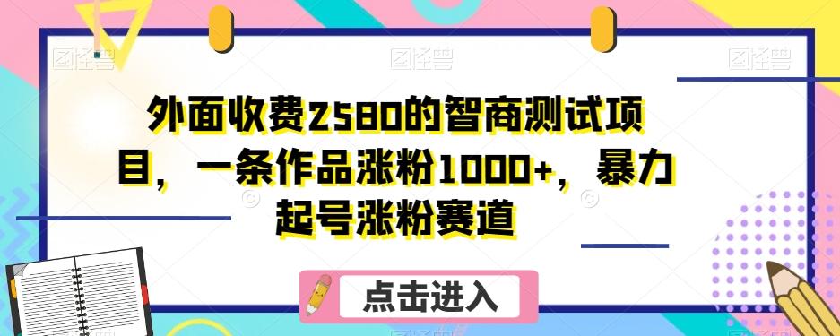 外面收费2580的智商测试项目，一条作品涨粉1000+，暴力起号涨粉赛道【揭秘】-康仁安网创