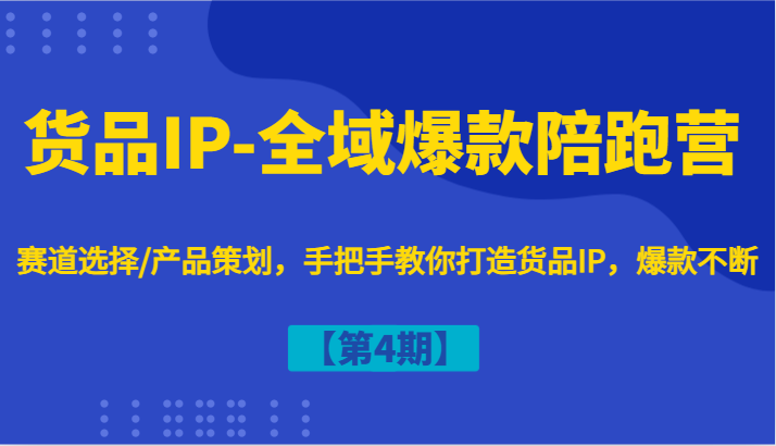 货品IP-全域爆款陪跑营【第4期】赛道选择/产品策划，手把手教你打造货品IP，爆款不断-康仁安网创