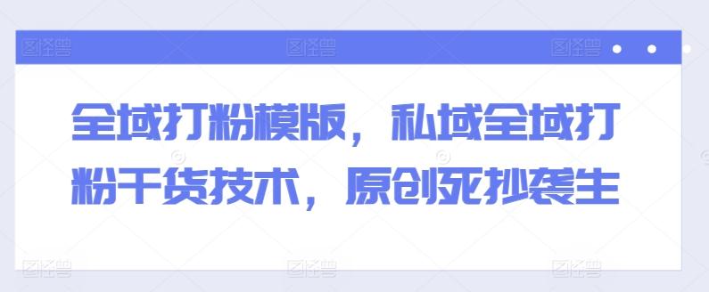 全域打粉模版，私域全域打粉干货技术，原创死抄袭生-康仁安网创