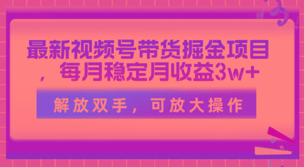 最新视频号带货掘金项目,每月稳定月收益3w+,解放双手,可放大操作-康仁安网创