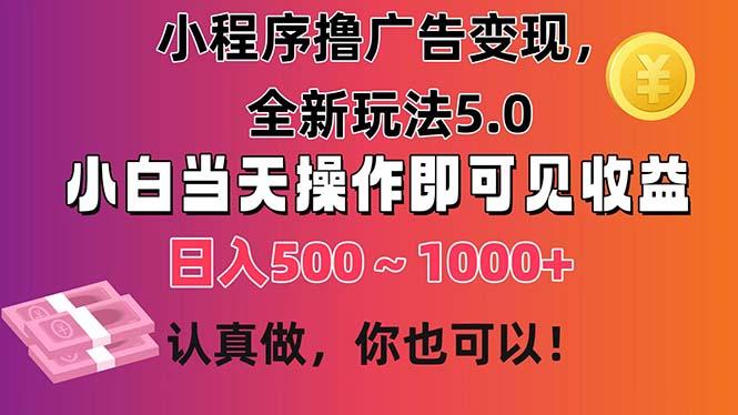 小程序撸广告变现,全新玩法5.0,小白当天操作即可上手,日收益 500~1000+-康仁安网创