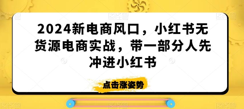 2024新电商风口,小红书无货源电商实战,带一部分人先冲进小红书-康仁安网创