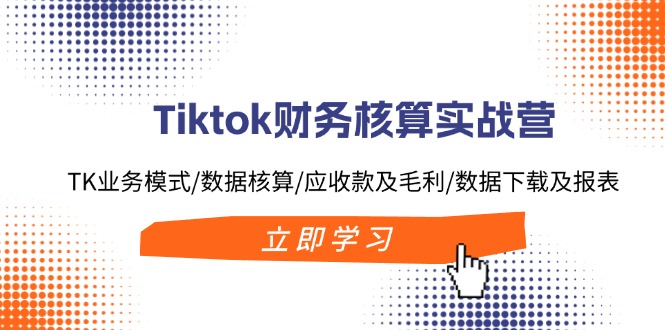 Tiktok财务核算实战营:TK业务模式/数据核算/应收款及毛利/数据下载及报表-康仁安网创