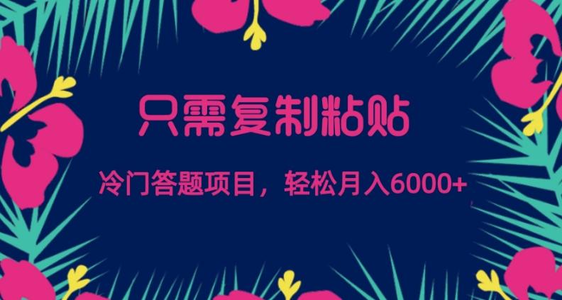 只需复制粘贴,冷门答题项目,轻松月入6000-康仁安网创