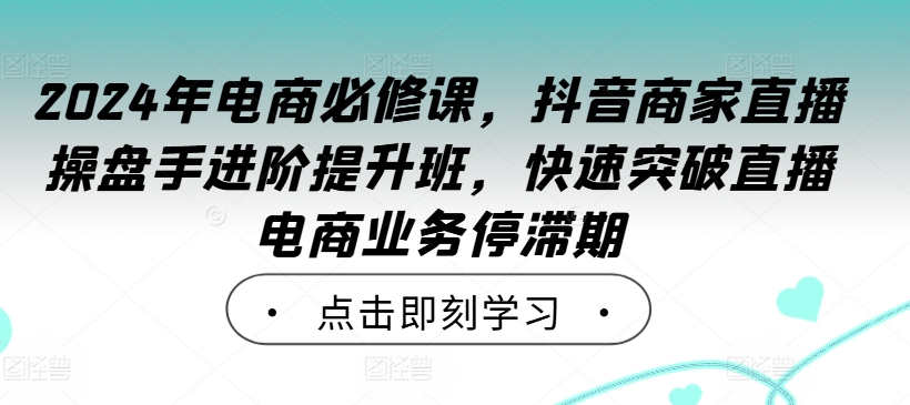 2024年电商必修课,抖音商家直播操盘手进阶提升班,快速突破直播电商业务停滞期-康仁安网创