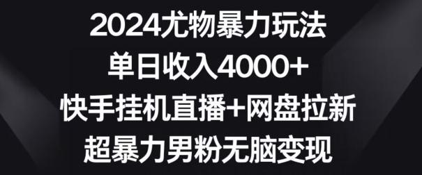 2024尤物暴力玩法,单日收入4000+,快手挂机直播+网盘拉新,超暴力男粉无脑变现【揭秘】-康仁安网创
