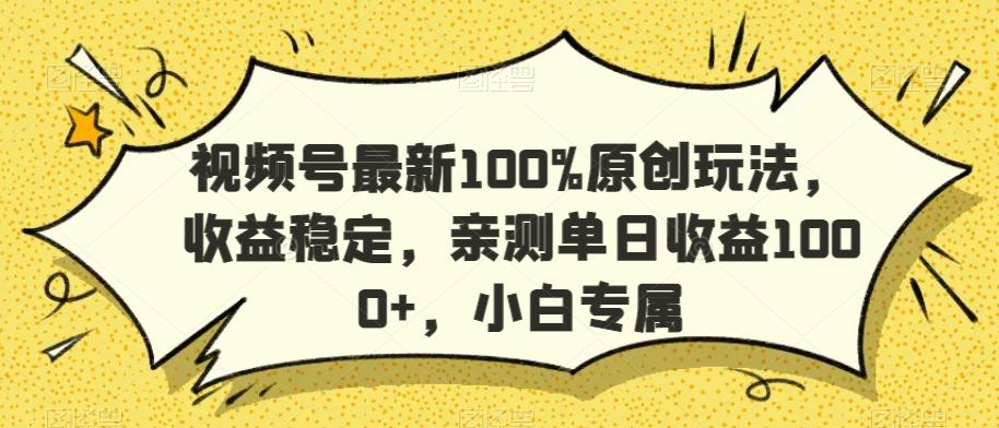 视频号最新100%原创玩法，收益稳定，亲测单日收益1000+，小白专属【揭秘】-康仁安网创