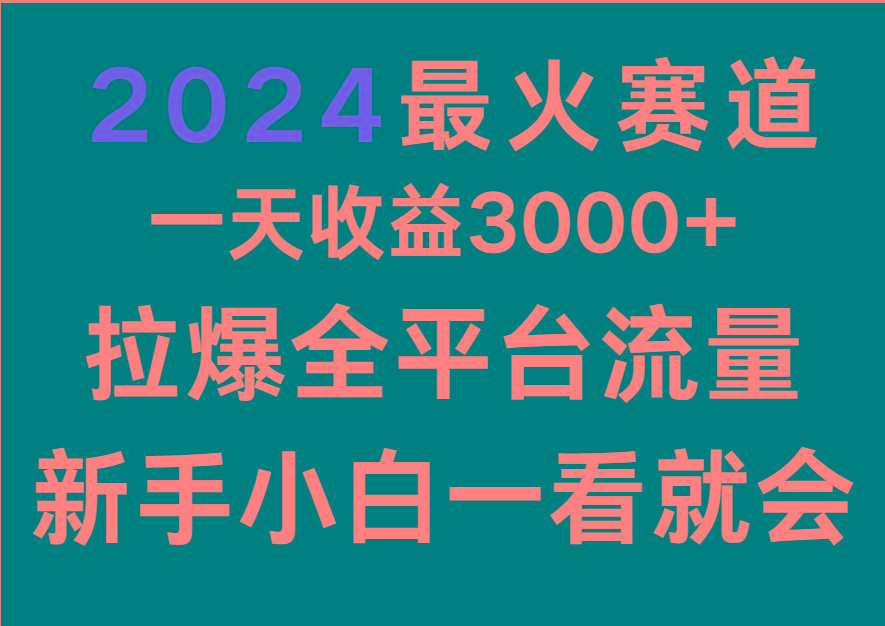2024最火赛道,一天收一3000+.拉爆全平台流量,新手小白一看就会-康仁安网创