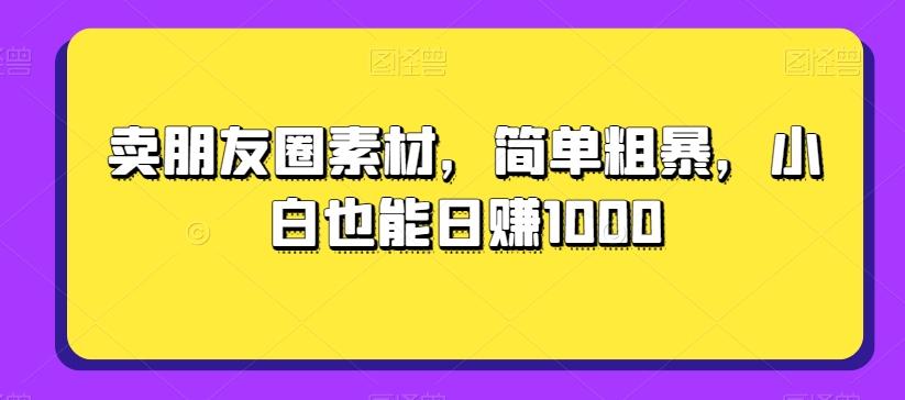 卖朋友圈素材,简单粗暴,小白也能日赚1000-康仁安网创