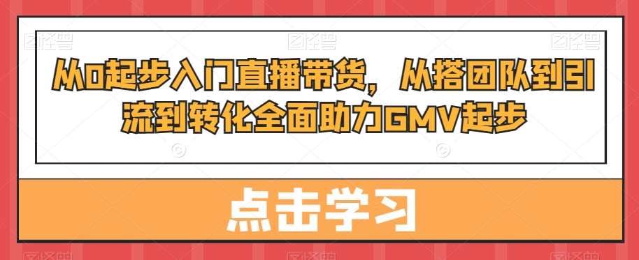 从0起步入门直播带货,从搭团队到引流到转化全面助力GMV起步-康仁安网创