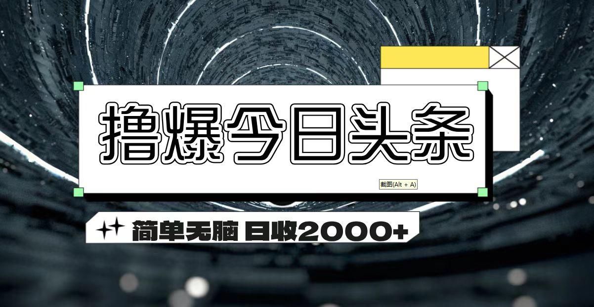 撸爆今日头条 简单无脑操作 日收2000+-康仁安网创