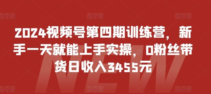 2024视频号第四期训练营,新手一天就能上手实操,0粉丝带货日收入3455元-康仁安网创