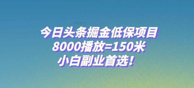 今日头条掘金低保项目,8000播放=150米,小白副业首选【揭秘】-康仁安网创